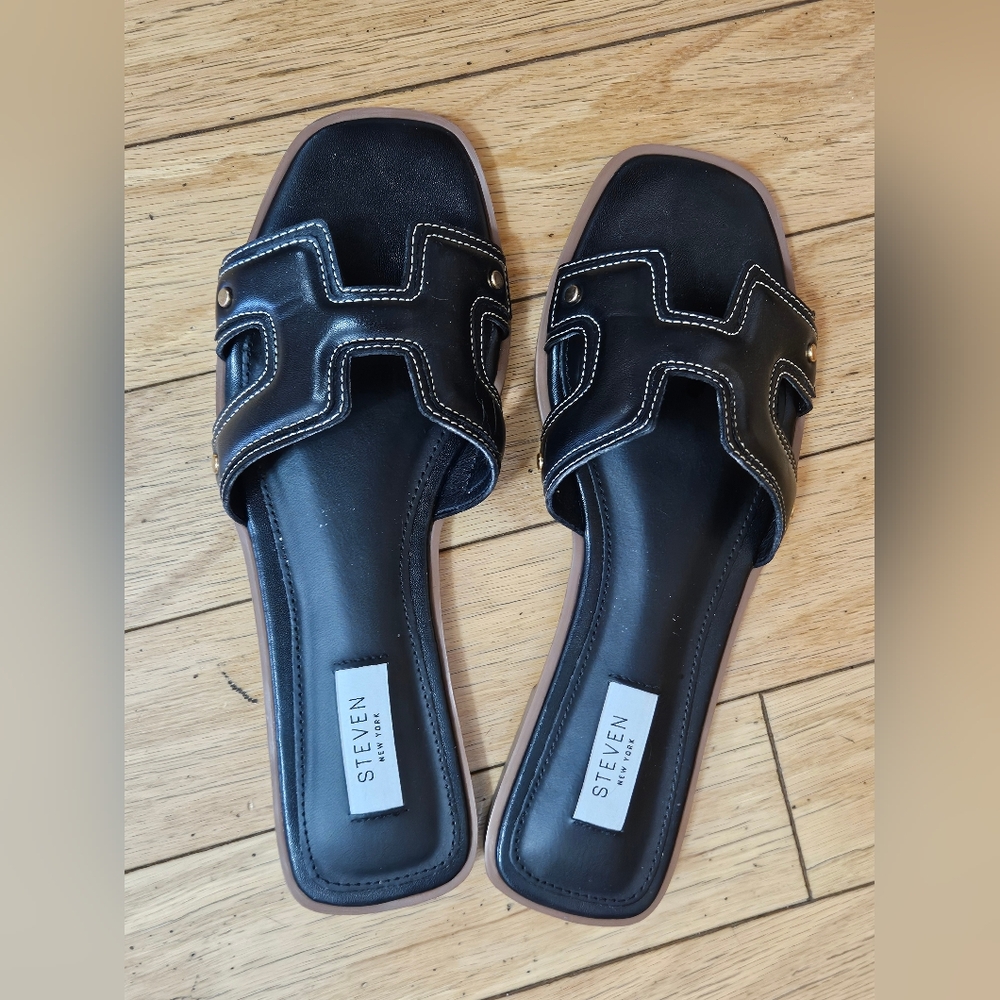 Steven Black Slide Sandals